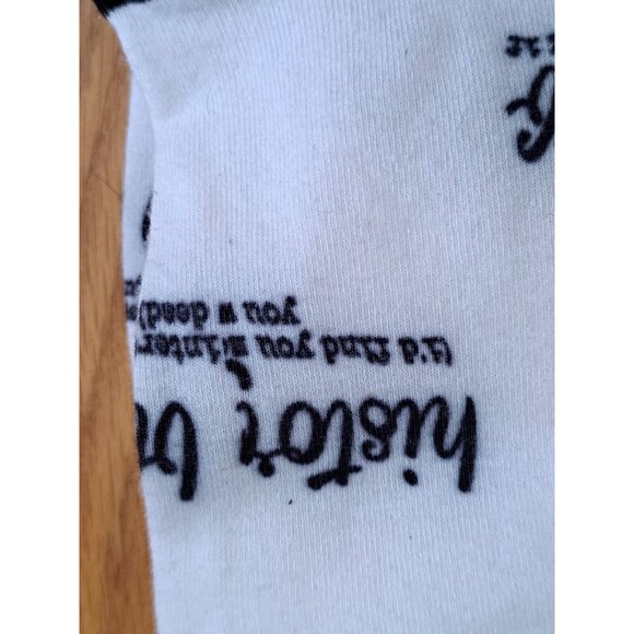 New Redbubble History Buff Socks Graphic Text Black White Novelty Women's 5-14 - Picture 4 of 7
